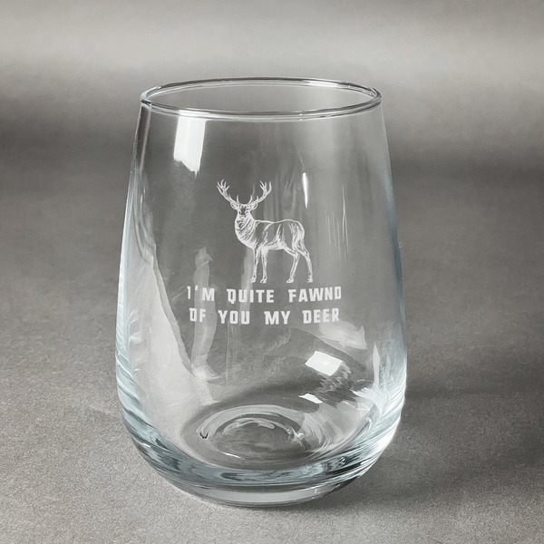 Custom Deer Stemless Wine Glass (Single) (Personalized)
