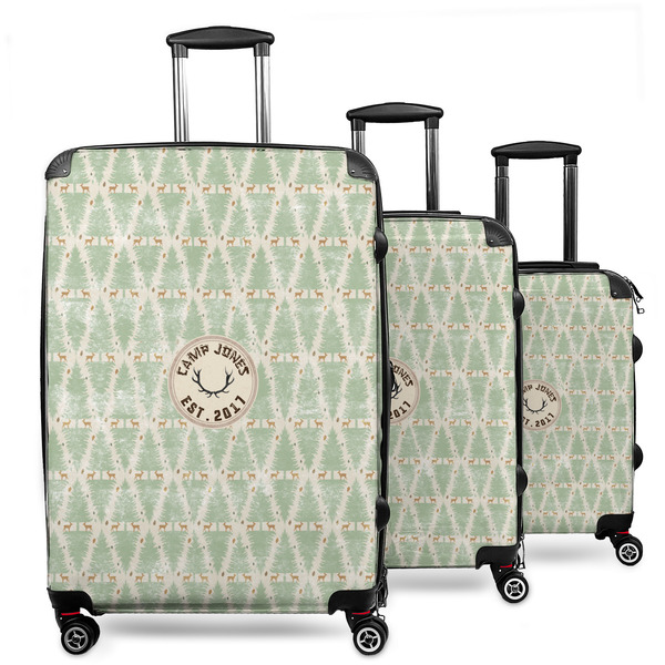 Custom Deer 3 Piece Luggage Set - 20" Carry On, 24" Medium Checked, 28" Large Checked (Personalized)