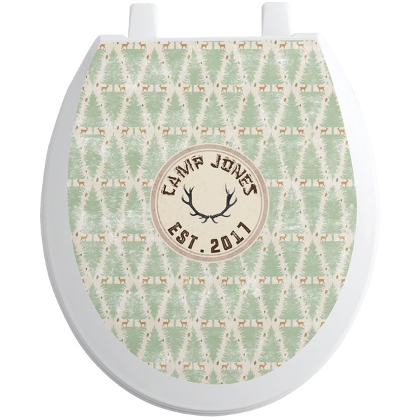 Custom Deer Toilet Seat Decal - Round (Personalized)