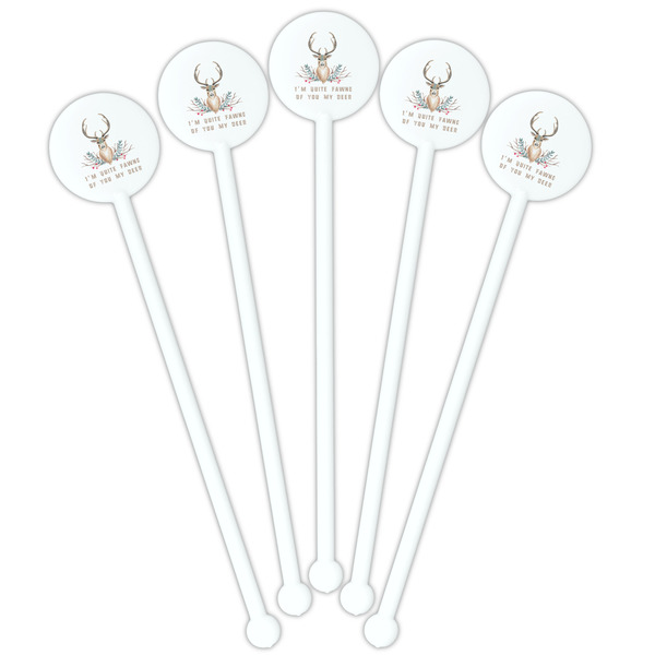Deer White Plastic 5.5" Stir Stick - Fan View