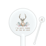 Deer 5.5" Round Plastic Stir Sticks - White - Double Sided (Personalized)