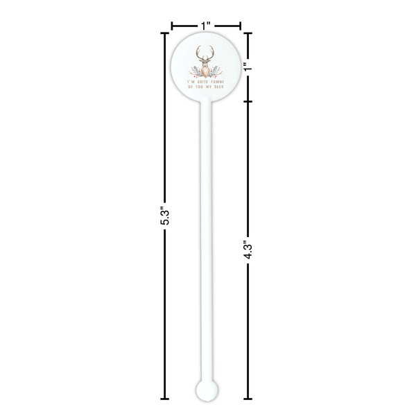 Deer White Plastic 5.5" Stir Stick - Round - Dimensions