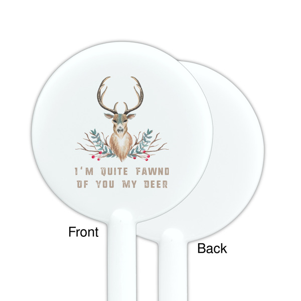 Deer White Plastic 5.5" Stir Stick - Single Sided - Round - Front & Back
