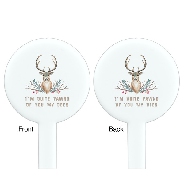 Deer White Plastic 7" Stir Stick - Double Sided - Round - Front & Back