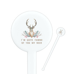 Deer 7" Round Plastic Stir Sticks - White - Single Sided (Personalized)