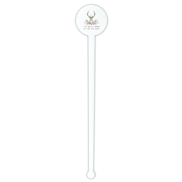 Deer White Plastic 7" Stir Stick - Round - Single Stick