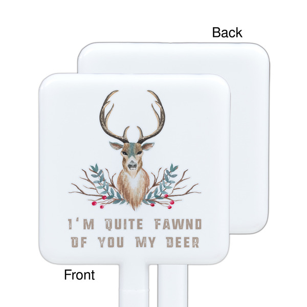 Deer White Plastic Stir Stick - Single Sided - Square - Approval