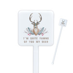 Deer Square Plastic Stir Sticks - Single Sided (Personalized)
