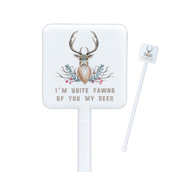 Deer Square Plastic Stir Sticks - Double Sided (Personalized)