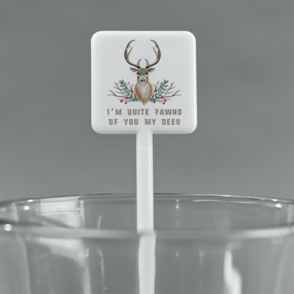 Deer White Plastic Stir Stick - Square - Main