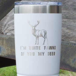 Deer 20 oz Stainless Steel Tumbler - White - Single Sided (Personalized)