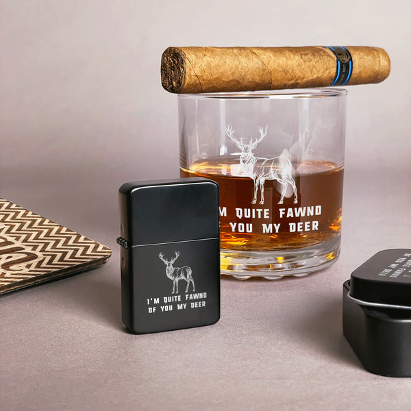 Deer Windproof Lighters - Black - In Context