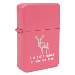 Deer Windproof Lighter - Pink - Single Sided & Lid Engraved (Personalized)