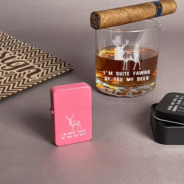 Deer Windproof Lighters - Pink - In Context