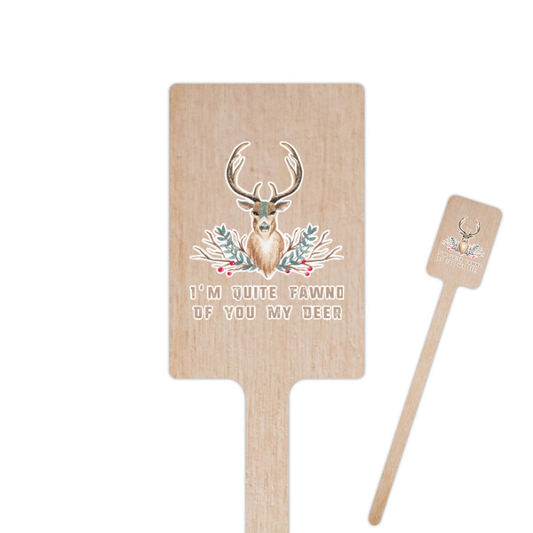 Custom Deer 6.25" Rectangle Wooden Stir Sticks - Single Sided (Personalized)