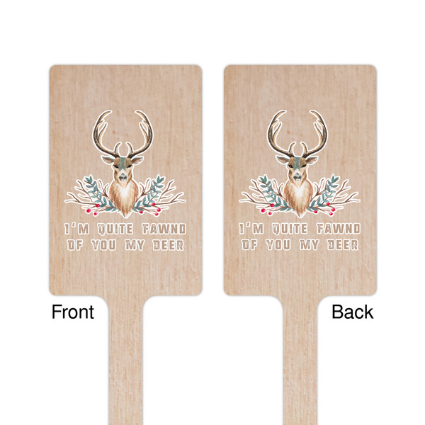 Deer Wooden 6.25" Stir Stick - Rectangular - Double Sided - Front & Back