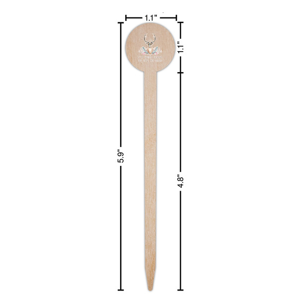 Deer Wooden 6" Food Pick - Round - Dimensions