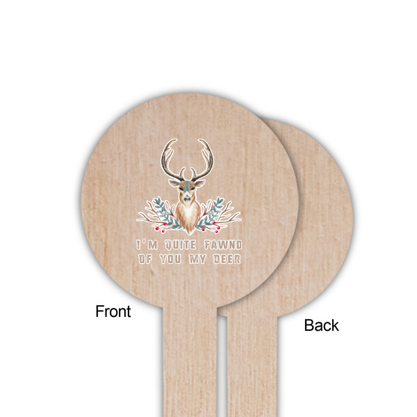 Deer Wooden 6" Food Pick - Round - Single Sided - Front & Back