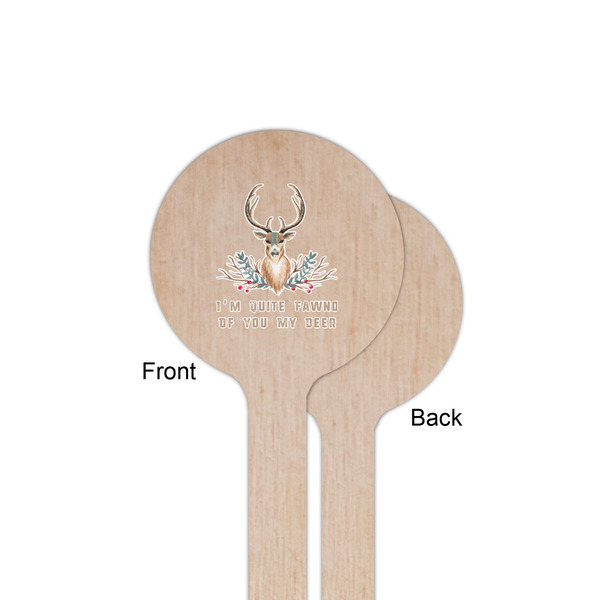 Deer Wooden 6" Stir Stick - Round - Single Sided - Front & Back