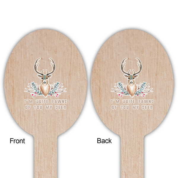 Deer Wooden Food Pick - Oval - Double Sided - Front & Back