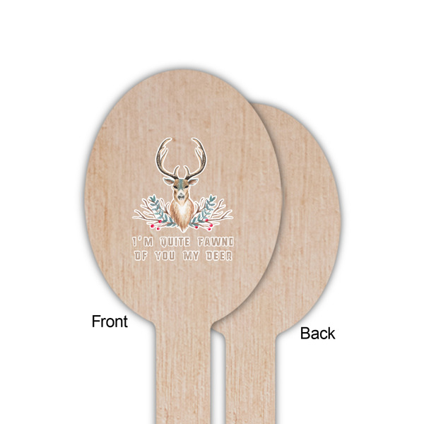 Deer Wooden Food Pick - Oval - Single Sided - Front & Back