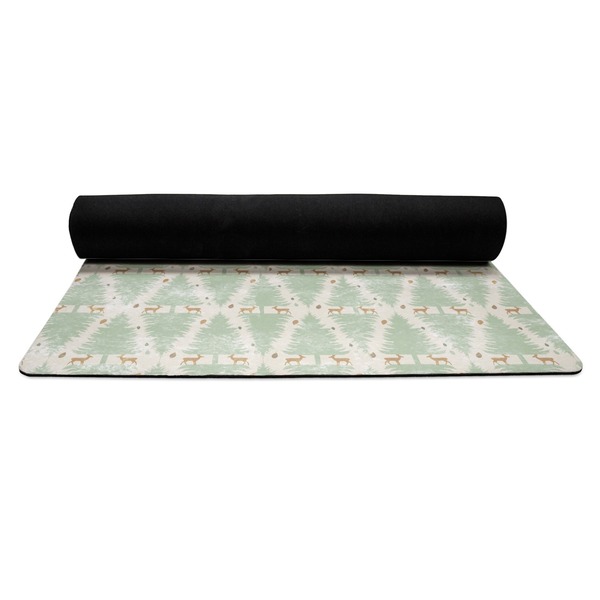 Deer Yoga Mat Rolled up Black Rubber Backing