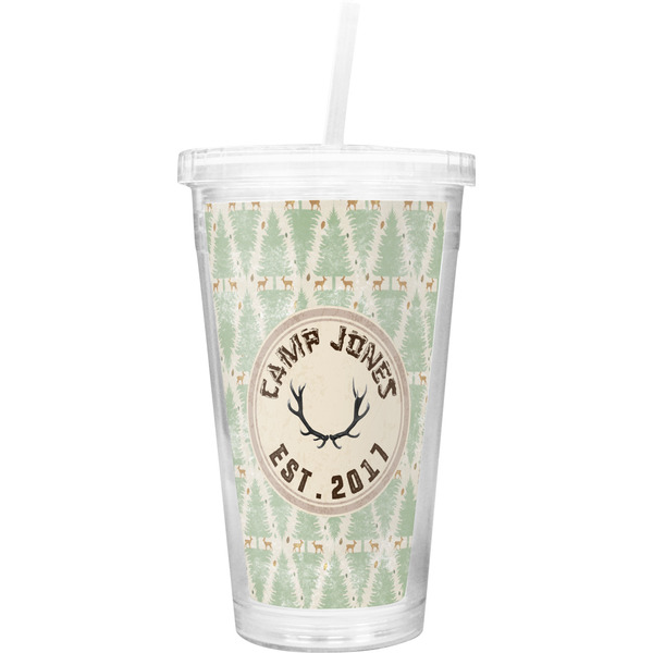 Custom Deer Double Wall Tumbler with Straw (Personalized)