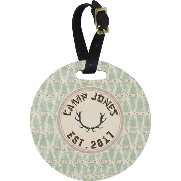 Custom Deer Plastic Luggage Tag - Round (Personalized)