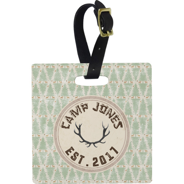 Custom Deer Plastic Luggage Tag - Square w/ Name or Text