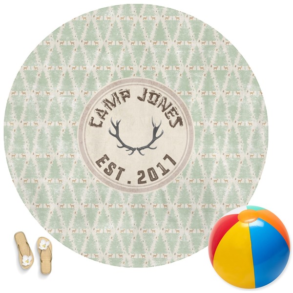 Custom Deer Round Beach Towel (Personalized)