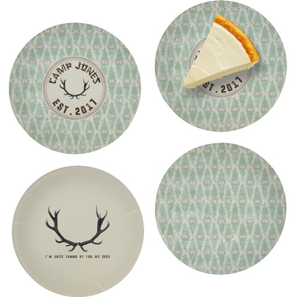 Custom Deer Set of 4 Glass Appetizer / Dessert Plate 8" (Personalized)