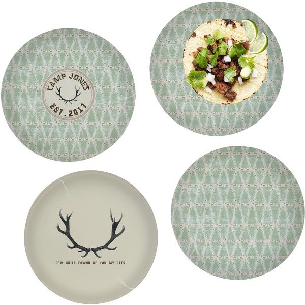 Custom Deer Set of 4 Glass Lunch / Dinner Plate 10" (Personalized)