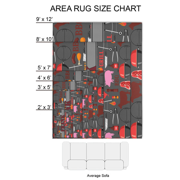 Barbeque 2'x3' Indoor Area Rugs - Size Chart