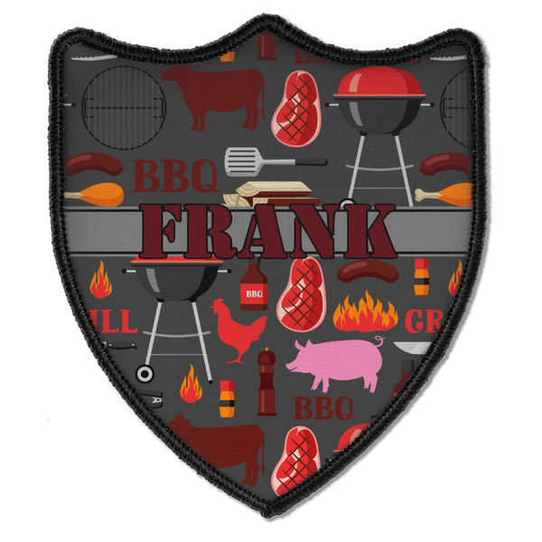 Custom Barbeque Iron On Shield Patch B w/ Name or Text