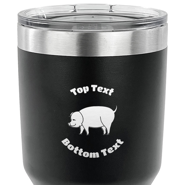 Barbeque 30 oz Stainless Steel Ringneck Tumbler - Black - CLOSE UP
