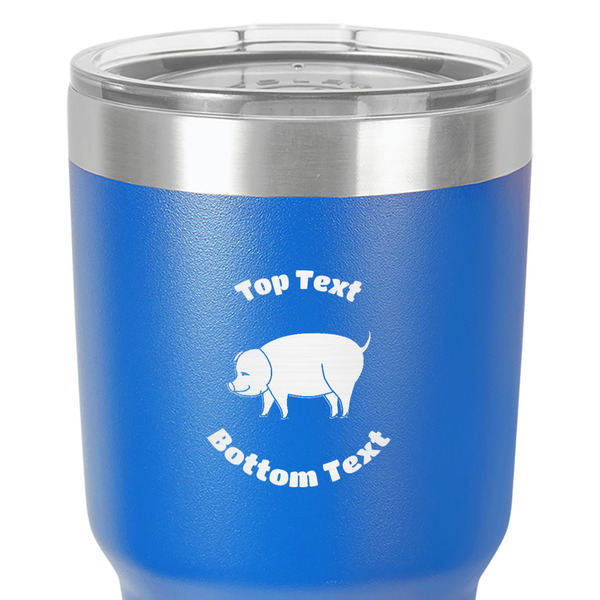 Barbeque 30 oz Stainless Steel Ringneck Tumbler - Blue - Close Up
