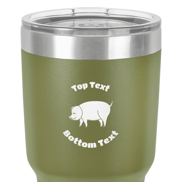 Barbeque 30 oz Stainless Steel Ringneck Tumbler - Olive - Close Up