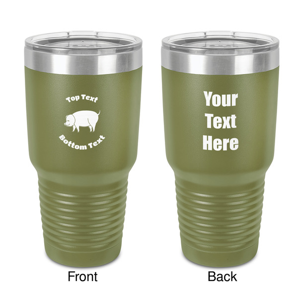 Custom Barbeque 30 oz Stainless Steel Tumbler - Olive - Double-Sided (Personalized)