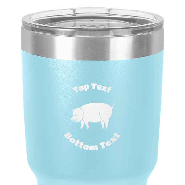 Barbeque 30 oz Stainless Steel Ringneck Tumbler - Teal - Close Up