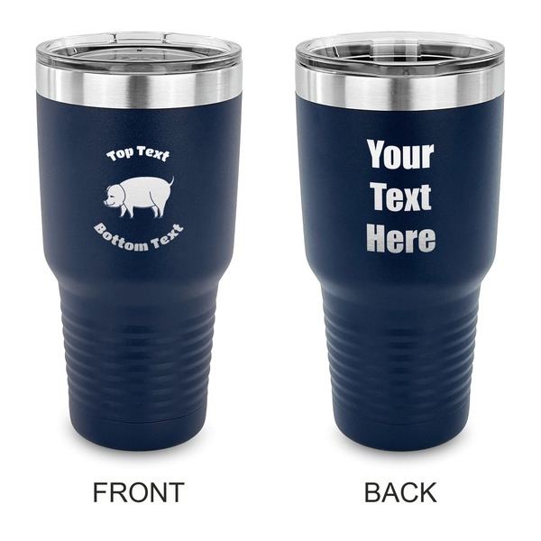 Custom Barbeque 30 oz Stainless Steel Tumbler - Navy - Double Sided (Personalized)