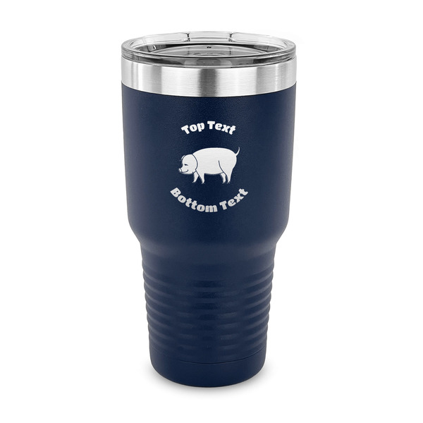 Custom Barbeque 30 oz Stainless Steel Tumbler - Navy - Single Sided (Personalized)