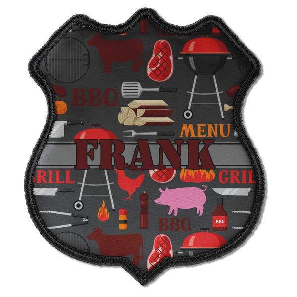 Custom Barbeque Iron On Shield Patch C w/ Name or Text