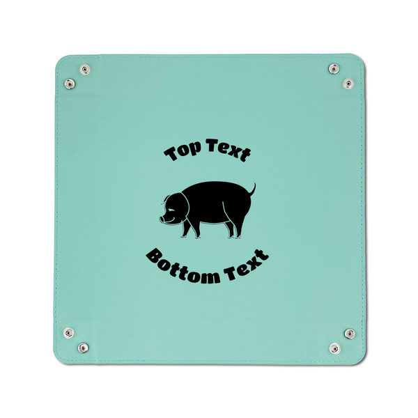 Barbeque 6" x 6" Teal Leatherette Snap Up Tray - APPROVAL
