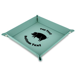 Barbeque 9" x 9" Teal Faux Leather Valet Tray (Personalized)