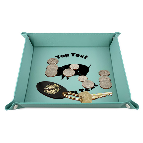 Barbeque 9" x 9" Teal Leatherette Snap Up Tray - STYLED