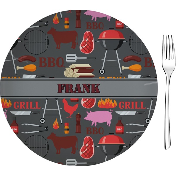 Custom Barbeque Glass Appetizer / Dessert Plate 8" (Personalized)