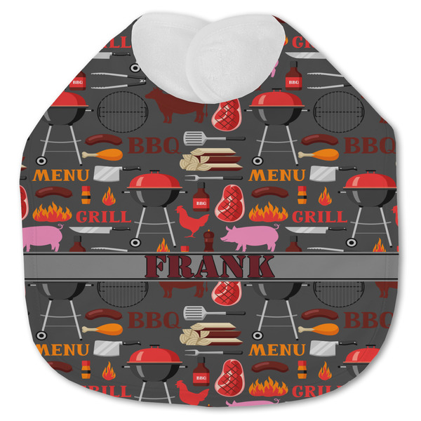 Custom Barbeque Jersey Knit Baby Bib w/ Name or Text