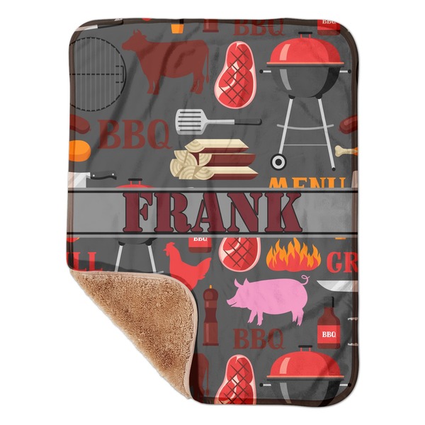 Custom Barbeque Sherpa Baby Blanket - 30" x 40" w/ Name or Text