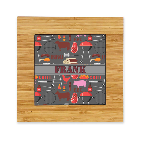 Custom Barbeque Bamboo Trivet with Ceramic Tile Insert (Personalized)