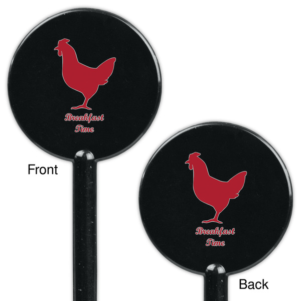 Barbeque Black Plastic 5.5" Stir Stick - Double Sided - Round - Front & Back